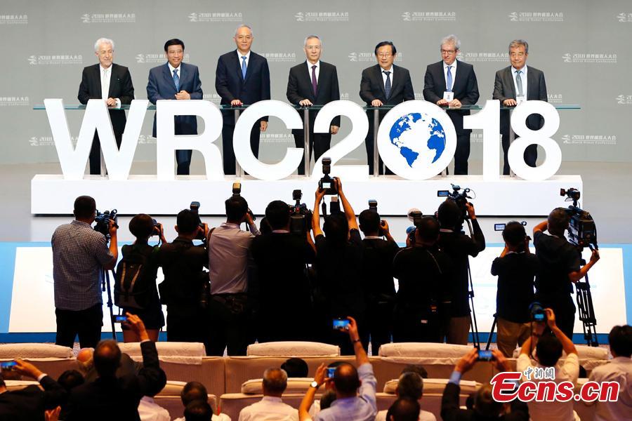 The World Robot Conference 2018 kicks off in Beijing, Aug. 15, 2018. The conference included a competitive section, which attracted contestants from 16 countries and regions. (Photo: China News Service/Fu Tian)