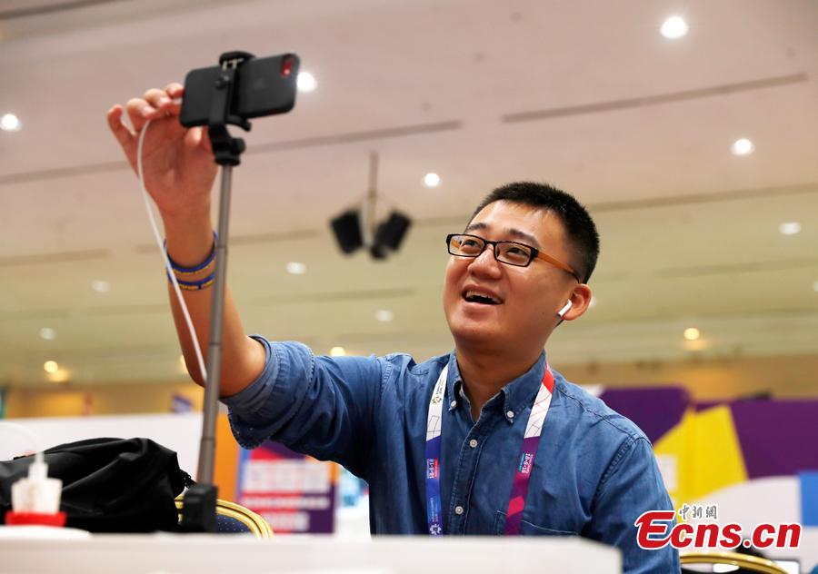 A view of the press center for the 18thAsian Games in Palembang, Indonesia, Aug. 15, 2018. A total of 11,300 athletes from 45 National Olympic Committees will compete in the Asian Games set to be played from August 18 to September 2, according to the latest data from the Olympic Council of Asia. (Photo: China News Service/Liu Guanguan)