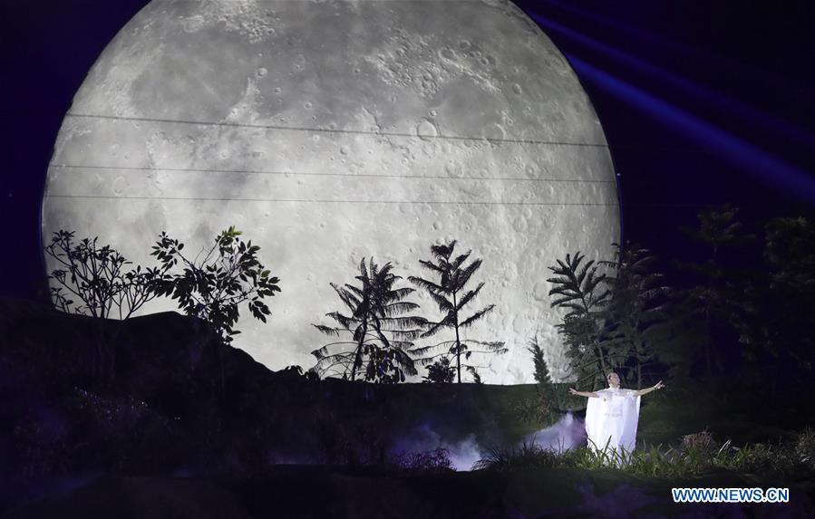 A performance is staged during the opening ceremony of the 18th Asian Games at Gelora Bung Karno (GBK) Main Stadium in Jakarta, Indonesia, Aug. 18, 2018.(Xinhua/Wang Lili)