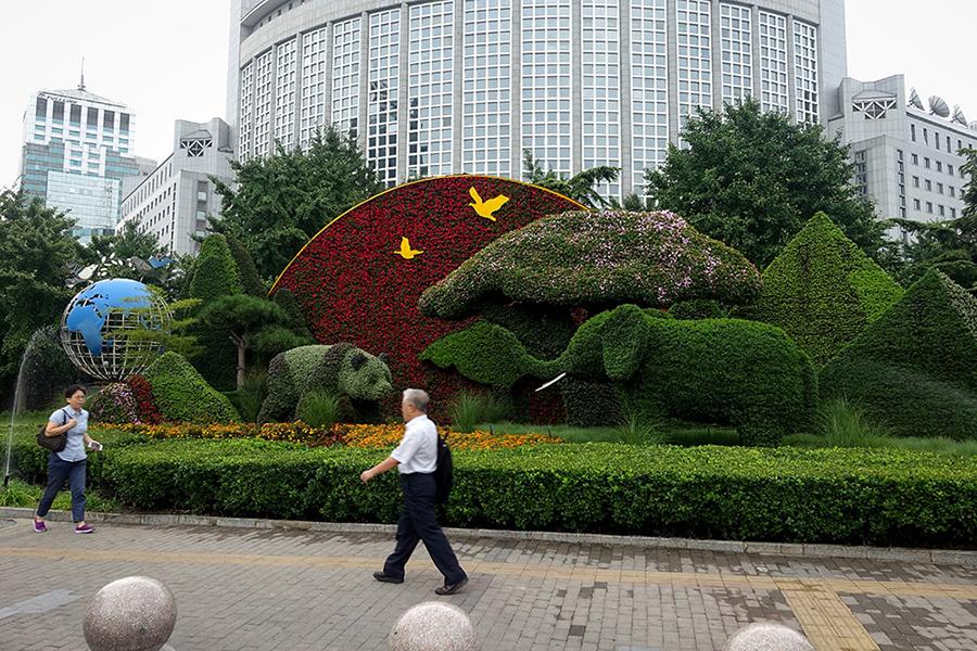Photo taken on Aug. 22, 2018 shows a flower parterre in Beijing. Beijing is currently being decorated to welcome the upcoming 2018 Beijing Summit of the Forum on China-Africa Cooperation (FOCAC), which will be held on September 3-4. (Photo/People\'s Daily Online)