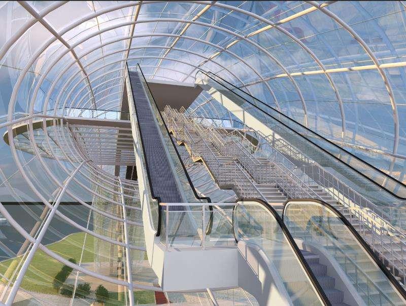 Artist\'s impressions of the Eye of the Yellow Sea, China\'s first all-steel glass arch bridge that is under construction in Rizhao, Shandong Province. The arch bridge spans about 177 meters and is expected to be completed in 2019. (Photo provided to chinadaily.com.cn)