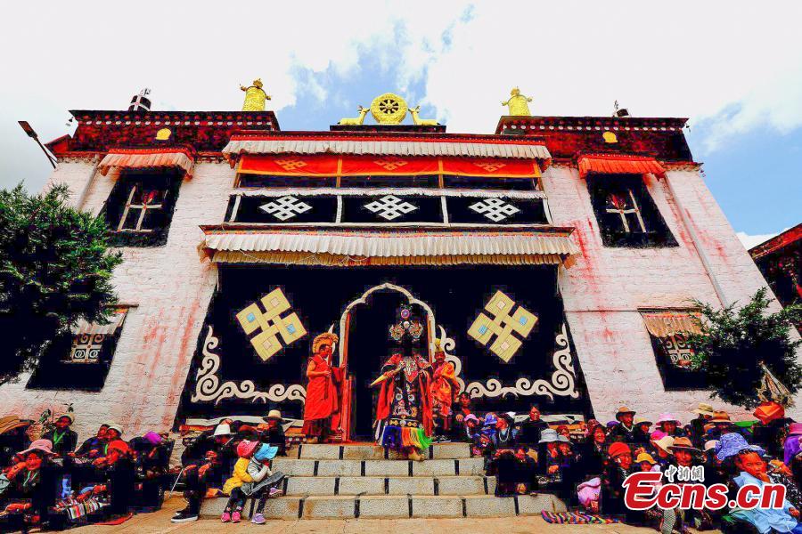 The annual cham dance at a monastery in Qonggyai County, Southwest China\'s Tibet Autonomous Region. The dance, called \