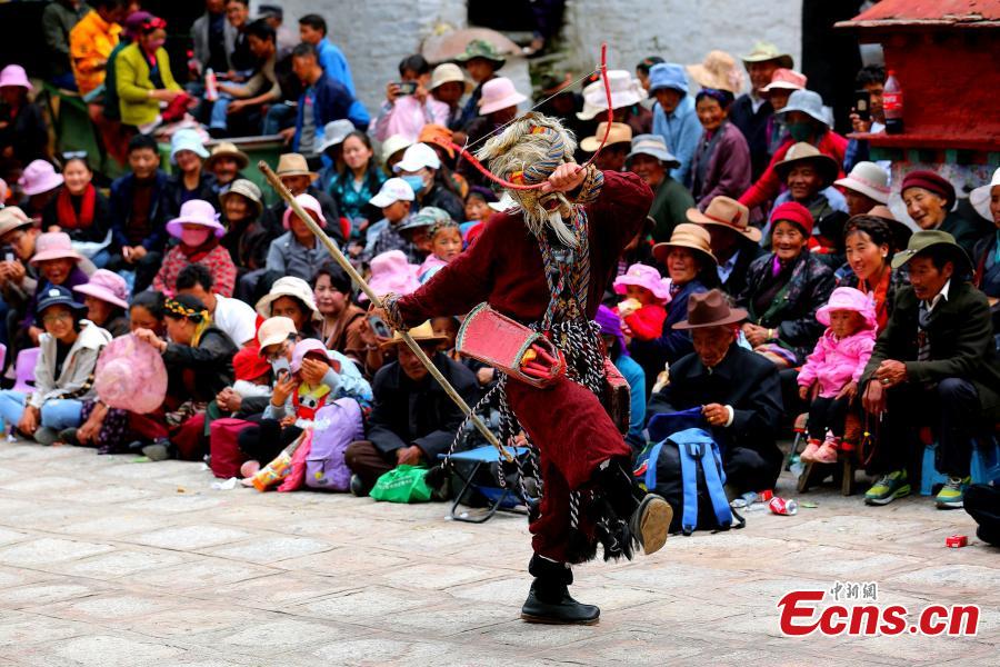 The annual cham dance at a monastery in Qonggyai County, Southwest China\'s Tibet Autonomous Region. The dance, called \