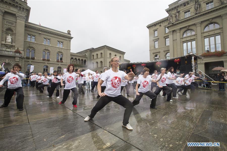 People perform shadowboxing during the \