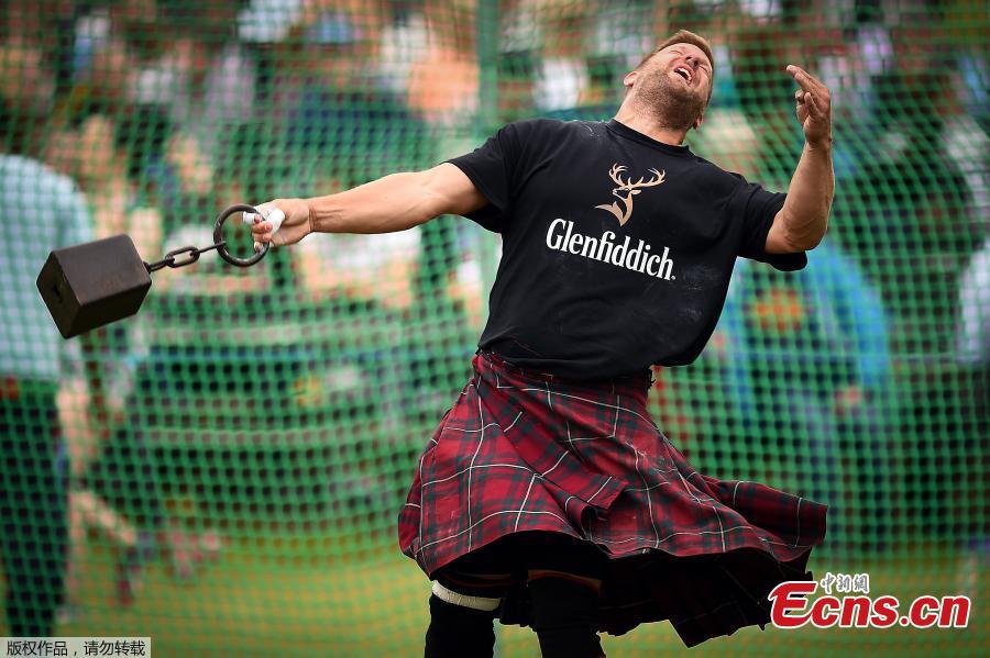 A competitor throws a hammer as he participates at the annual Braemar Highland Gathering in Braemar, Scotland, Britain, Sept. 1, 2018. The gathering is seen as the biggest in the Highland Games calendar and is known worldwide. (Photo/Agencies)