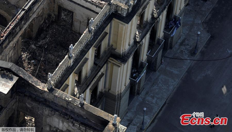 An aerial view of the National Museum of Brazil after a fire burnt it in Rio de Janeiro, Brazil September 3, 2018.(Photo/Agencies)