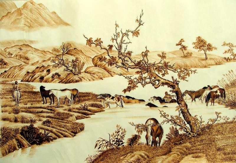 A pyrography artwork created by Zhang Ge. (Photo provided to chinadaily.com.cn)