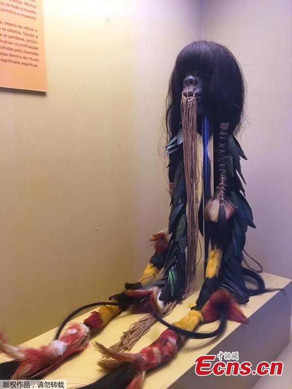 View of a piece on display at the National Museum in Rio de Janeiro, Brazil, on October 9, 2017. 
A massive fire on September 2, 2018 ripped through Rio de Janeiro\'s treasured National Museum, one of Brazil\'s oldest, in what the nation\'s president said was a \