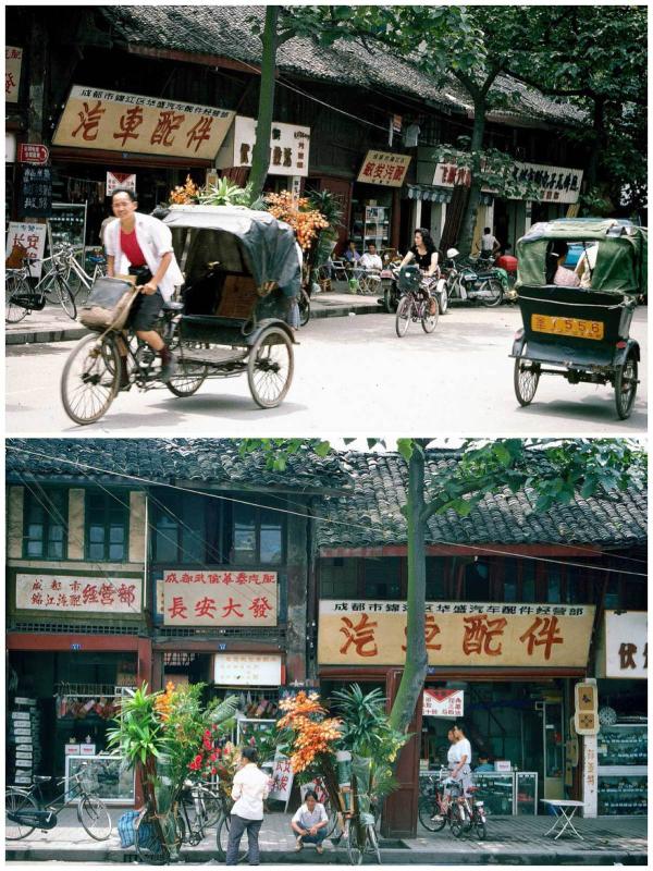 Older Chengdu streets 1994 (Photo by Bruce Connolly/chinadaily.com.cn)

After several hours, the watershed was reached - rivers would flow toward the Yangtze instead of previously the Yellow River basin. The first of its two locomotives was detached before the train started on a long overnight descent toward Chengdu. Arriving at 6.45 am it was sadly “goodbye” to fellow passengers before heading down Renmin Road to find the Tibet Hotel. Time for a shower, breakfast and rest before starting to discover the city.

Last year, 2017, I retraced that journey from Chengdu on train T8 back to Beijing. Green coaches, with a dining car serving up spicy Sichuan cuisine with cold drinks, it was daylight all the way to Baoji. The scenery breathtaking, enhanced by extensive fields of yellow maturing crops. A truly stunning journey that also revealed the ongoing work toward completion of the Chengdu -Xi’an high-speed railway. The illustrations of the Baocheng Line are from that journey that still retained some of the feelings of my earlier excursion now 24 years previously.