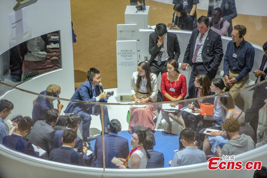A view of Summer Davos at Meijiang Convention and Exhibition Center in Tianjin, Sept. 17, 2018. The Annual Meeting of the New Champions of the World Economic Forum (WEF), also known as Summer Davos, kicked off on Tuesday in Tianjin. This year\'s forum will feature a theme of \