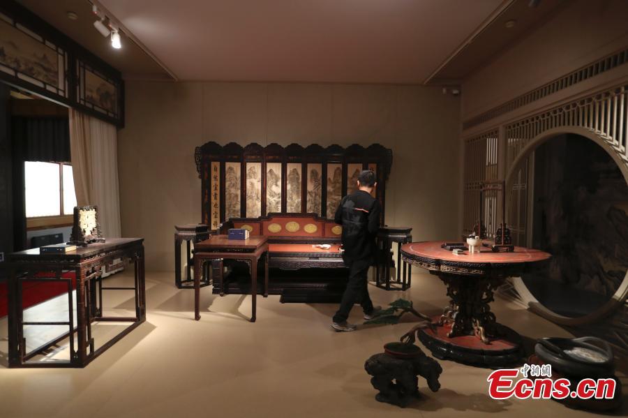 The Palace Museum in Beijing puts more than 300 pieces of furniture from the Qing Dynasty (1644-1911) on display, Sept. 19, 2018. With more areas to be opened in the future, the furniture-themed exhibition at Nandaku, or \