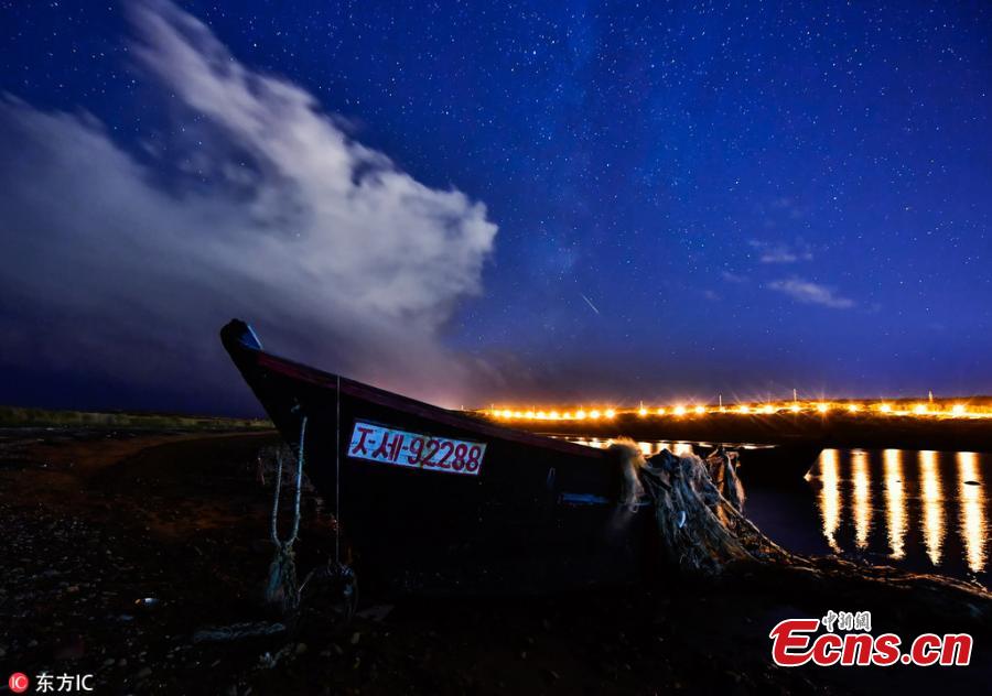 Photo taken on Oct. 10, 2018 shows the Draconids meteor shower in Russia’s Far East region. (Photo/IC)