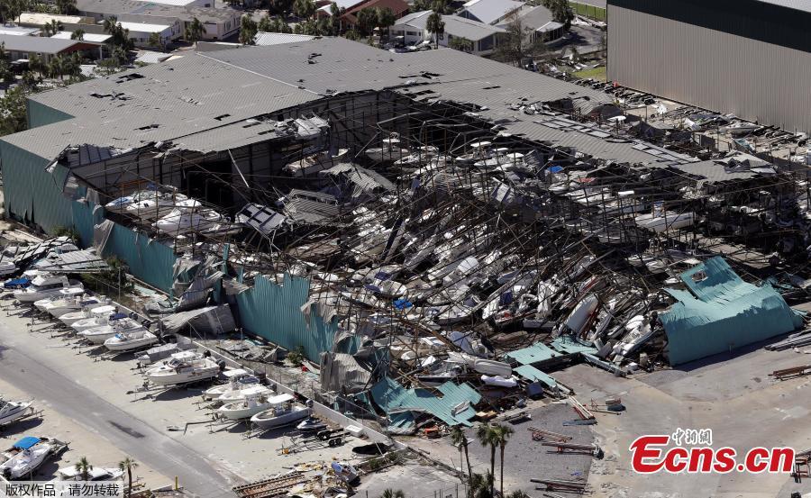 Aerial photo shows homes destroyed after Hurricane Michael smashed into Florida\'s northwest coast in Mexico Beach, Florida, U.S., October 11, 2018. (Photo/Agencies)
