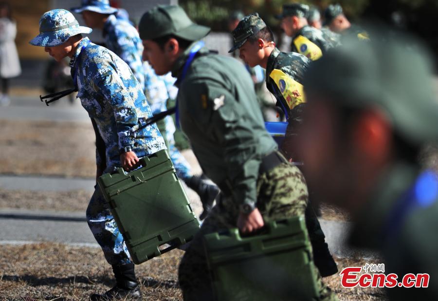 An international sniping competition opens on the outskirts of Beijing on October 18, 2018. Hosted by Chinese armed police forces, the competition invited contestants from member states of the Shanghai Cooperation Organization (SCO) and countries along the Belt and Road. The competition consists of 12 major events including close-range sniping, hostage rescue and comprehensive combat. This is the second such competition hosted by Chinese armed police forces. The first was held in 2016. (Photo: China News Service/ Song Jihe)