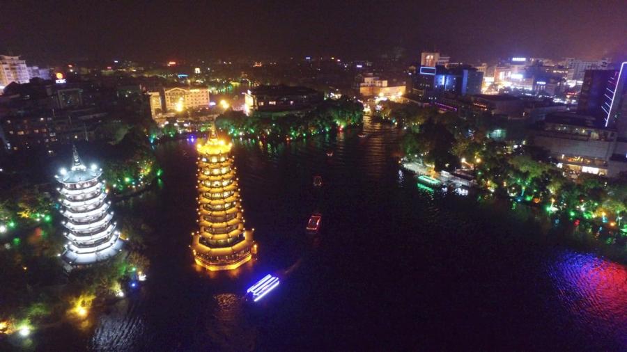 A night view of Guilin. (Photo/CGTN)

\
