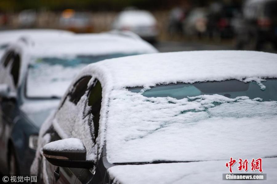 The first snow before winter hits Changchun City, Northeast China’s Jilin Province, Oct. 28, 2018. (Photo/VCG)