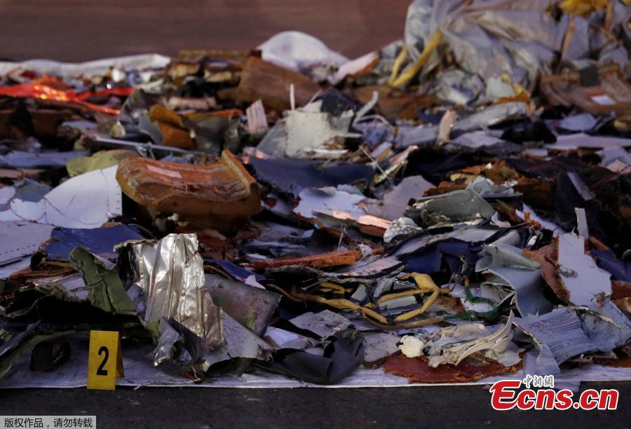 Recovered aircraft debris from the crashed Lion Air flight JT610 are laid out at Tanjung Priok port in Jakarta, Indonesia, November 1, 2018.(Photo/Agencies)