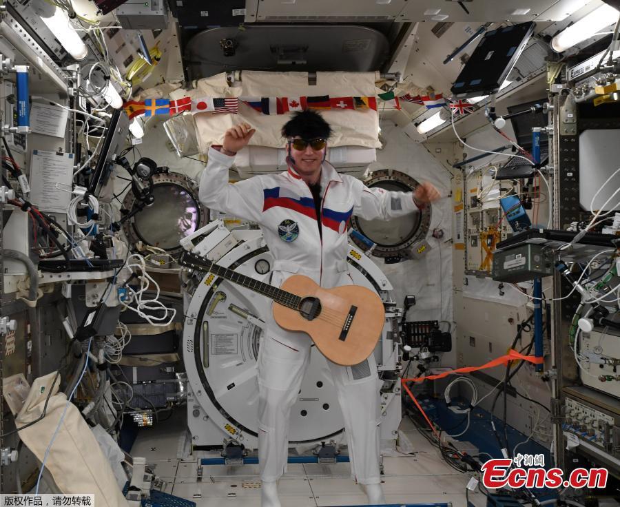 International Space Station (ISS) crew member Sergey Prokopyev of Russia, dressed as Elvis Presley, marks Halloween in this photo released November 1, 2018. (Photo/Agencies)