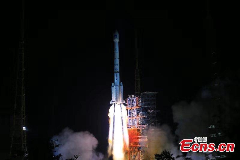 China\'s home-grown global satellite navigation system came a step closer to completion with the launch of another BeiDou-3 satellite at 11:57 p.m. Thursday from the Xichang Satellite Launch Center, in the southwestern Sichuan Province. Launched on a Long March-3B carrier rocket, it is the 41st of the BeiDou navigation system, and will work with 16 other Beidou-3 satellites already in orbit. It is also the first BeiDou-3 satellite in high orbit, about 36,000 km above the Earth. In a geostationary orbit, following the Earth\'s rotation, it will view the same point on Earth continuously. (Photo: China News Service/Liang Keyan)