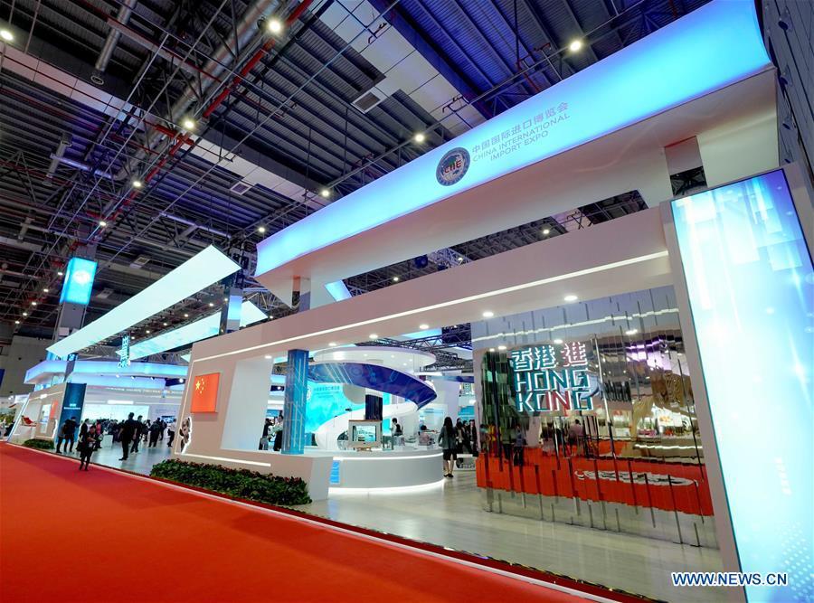 The China Pavilion is seen at the first China International Import Expo (CIIE) in Shanghai, east China, Nov. 5, 2018. A total of 82 countries and three international organizations showcased their achievements in economic and trade development as well as competitive products at 71 booths in the Country Pavilion for Trade and Investment at the CIIE. (Xinhua/Chen Jianli)