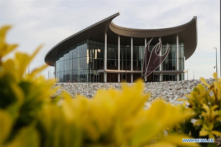 Photo taken on Nov. 11, 2018 shows the Leaders\' Conference Centre, the APEC Haus, in Port Moresby, Papua New Guinea. Leaders from the Asia-Pacific economies are gathering in Port Moresby, the capital of Papua New Guinea for the Asia-Pacific Economic Cooperation (APEC) Leaders\' Week on Nov. 12-18. (Xinhua/Bai Xuefei)