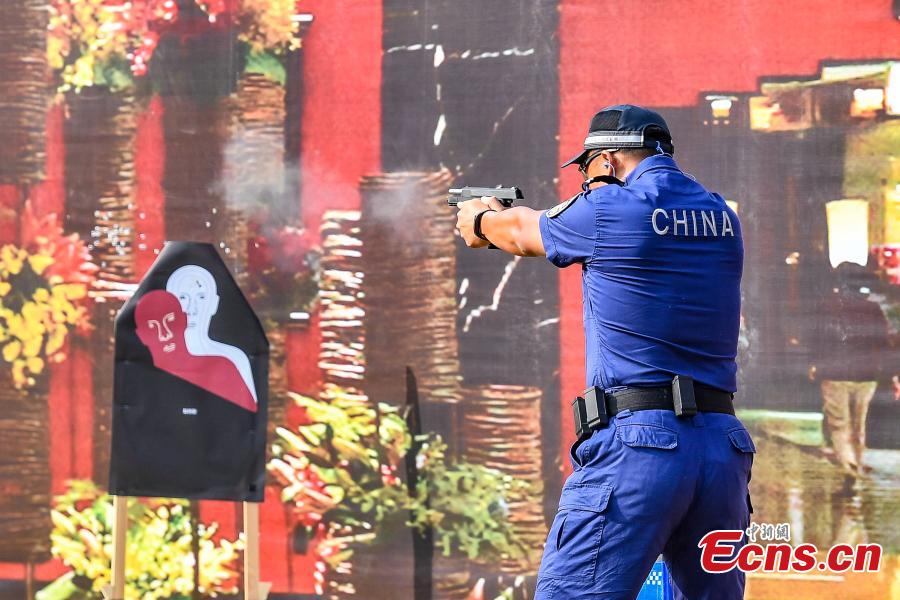 The second USIP World Police Service Pistol Shooting Championship takes place at the Guangdong provincial police training center in Foshan, Guangdong province on November 14, 2018. A total of 256 police from nearly 70 countries and regions across the world registered for the contest. (Photo: China News Service/ Chen Jimin)