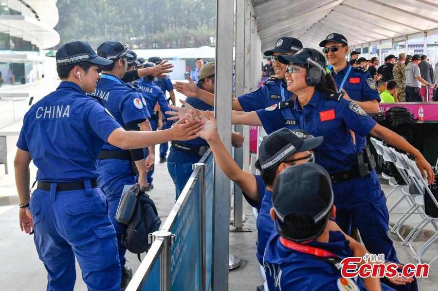 The second USIP World Police Service Pistol Shooting Championship takes place at the Guangdong provincial police training center in Foshan, Guangdong province on November 14, 2018. A total of 256 police from nearly 70 countries and regions across the world registered for the contest. (Photo: China News Service/ Chen Jimin)