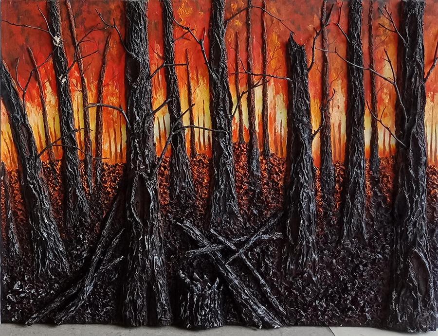 A burning forest (Photo provided to China Daily)