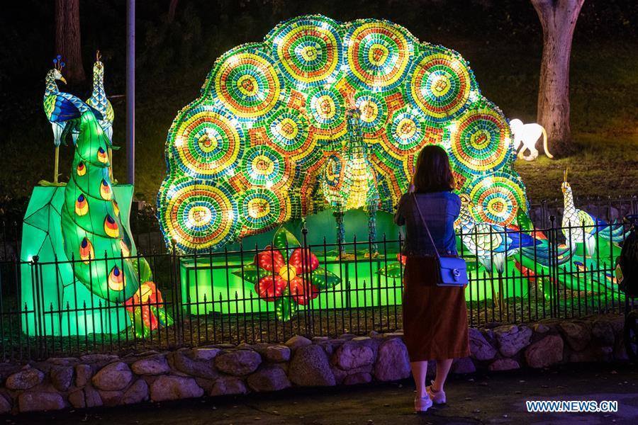 People view light installations during the Chinese lantern festival with the theme of \