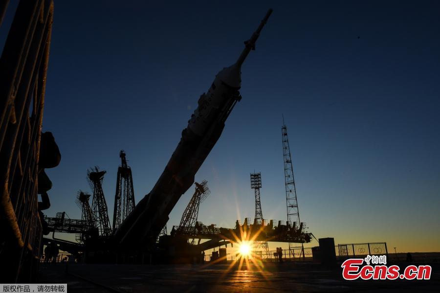 A Soyuz MS-11 spacecraft is mounted on the launch pad at the Russian-leased Baikonur cosmodrome in Kazakhstan on December 1, 2018. The launch of the Soyuz MS-11 spacecraft with members of the International Space Station (ISS) expedition 58/59, Russian cosmonaut Oleg Kononenko, NASA astronaut Anne McClain and David Saint-Jacques of the Canadian Space Agency is scheduled on December 3, 2018 from the Russian-leased Kazakh Baikonur cosmodrome. (Photo/Agencies)