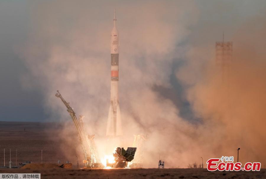 The Soyuz MS-11 spacecraft carrying the crew formed of David Saint-Jacques of Canada, Oleg Kononenko of Russia and Anne McClain of the U.S. blasts off to the International Space Station (ISS) from the launchpad at the Baikonur Cosmodrome, Kazakhstan December 3, 2018. (Photo/Agencies)