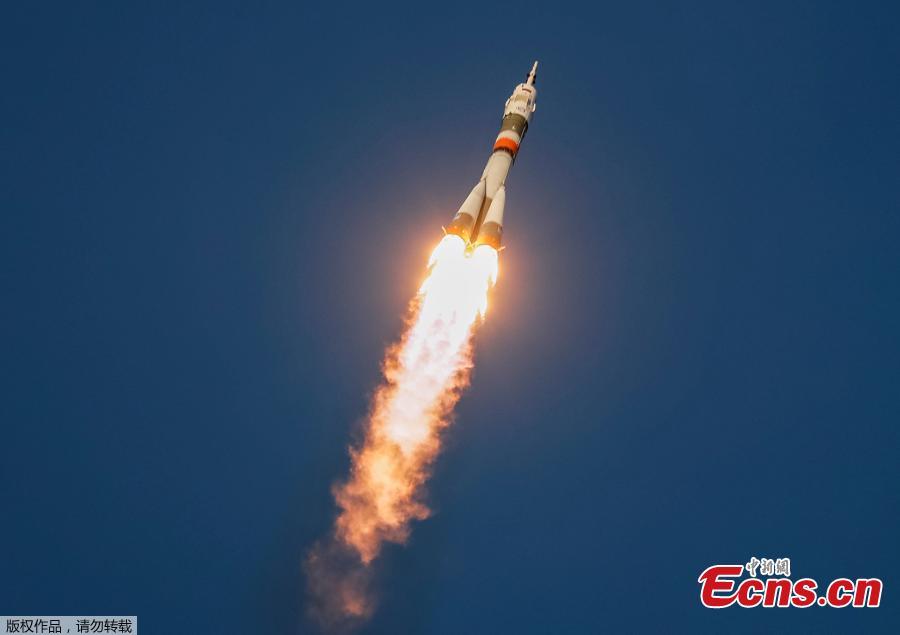 The Soyuz MS-11 spacecraft carrying the crew formed of David Saint-Jacques of Canada, Oleg Kononenko of Russia and Anne McClain of the U.S. blasts off to the International Space Station (ISS) from the launchpad at the Baikonur Cosmodrome, Kazakhstan December 3, 2018. (Photo/Agencies)