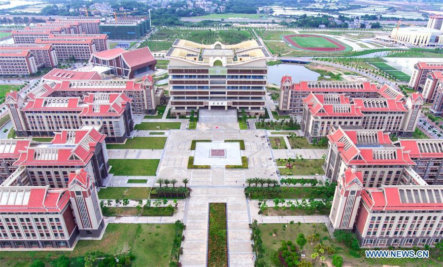 Aerial photo taken on June 6, 2018 shows the Beibuwan University in Qinzhou, south China\'s Guangxi Zhuang Autonomous Region. This year marks the 60th anniversary of the establishment of the Guangxi Zhuang Autonomous Region. (Xinhua/Yu Yong)