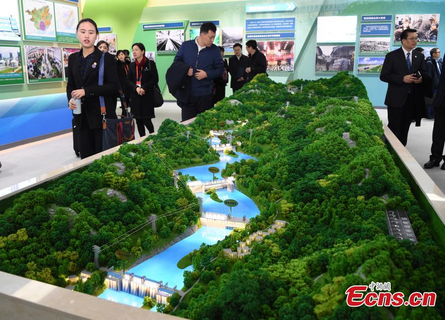 A model of hydropower plants on the Hongshui River at an exhibition to mark the 60th anniversary of the establishment of the Guangxi Zhuang Autonomous Region in the region’s capital Nanning City, Dec. 10, 2018. Established in 1958 as an autonomous region, Guangxi has a population of 56 million, including more than 20 million who identify as ethnic minorities. It tops in China’s provincial-level regions in minority populations. (Photo: China News Service/Hou Yu)