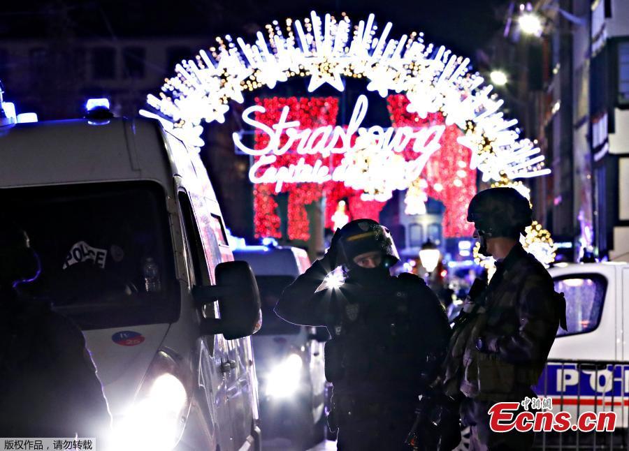 Security forces secure area where a suspect is sought after a shooting in Strasbourg, France, December 11, 2018.(Photo/Agencies)