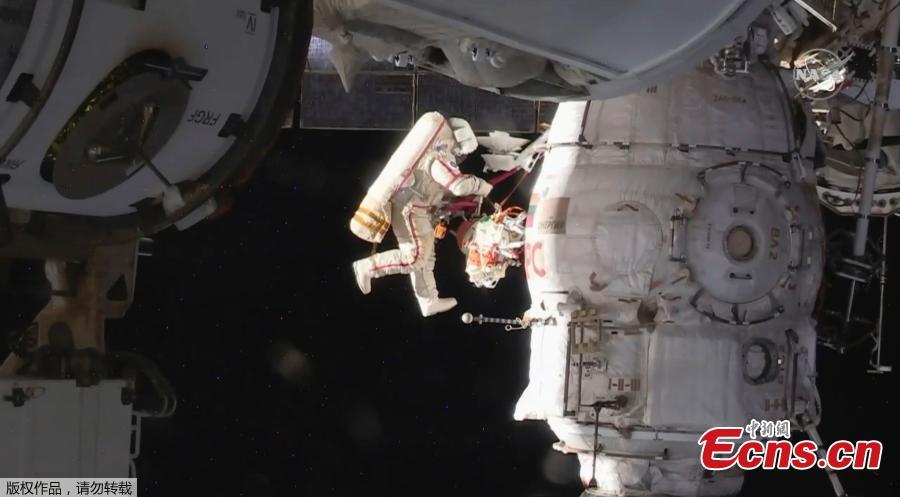 In this image from video made available by NASA, Russian cosmonauts Oleg Kononenko and Sergei Prokopyev perform a spacewalk outside the International Space Station on Tuesday, Dec. 11, 2018. (Photo/Agencies)

Two Russian cosmonauts have ventured outside the International Space Station today to inspect a section of a Russian spacecraft where a small hole was spotted. The mysterious leak was discovered on  August 30 in the Russian Soyuz craft which is attached to the ISS. It was initially believed to have been caused by a small meteorite and astronauts used tape to seal the leak after it caused a minor loss of pressure. Now, the two astronauts have confirmed the hole is safe - and the craft will be used again.
