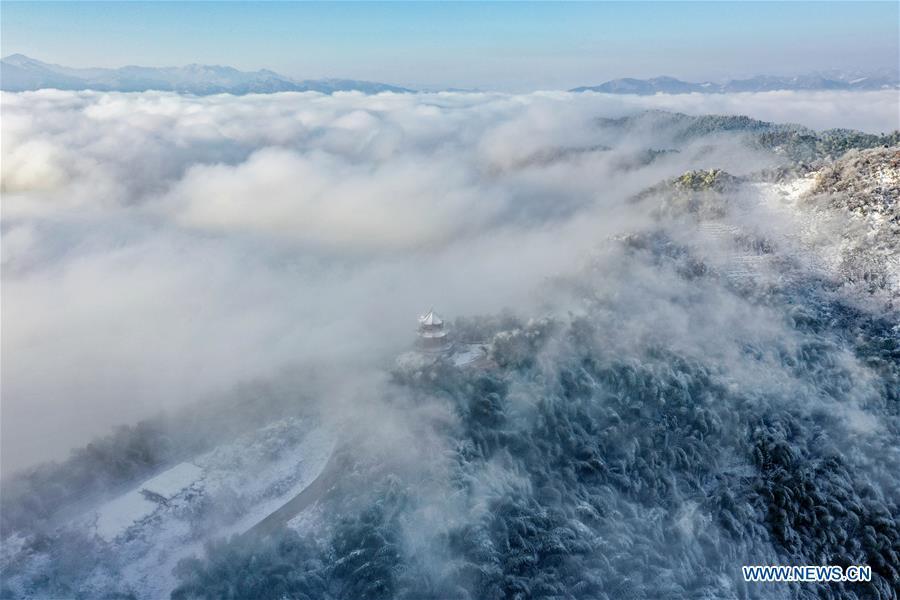 Photo taken on Dec. 13, 2018 shows the bamboo forest after a snowfall at Foziling Township of Huoshan County in the Dabieshan Mountain region, east China\'s Anhui Province. (Xinhua/Xu Cheng)