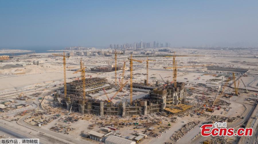 A general view of the construction site of Lusail Stadium, which will host the 2022 FIFA World Cup final, with a seating capacity of 80,000, in Lusail City, north of central Doha, Qatar, September 19, 2018.  (Photo/Agencies)