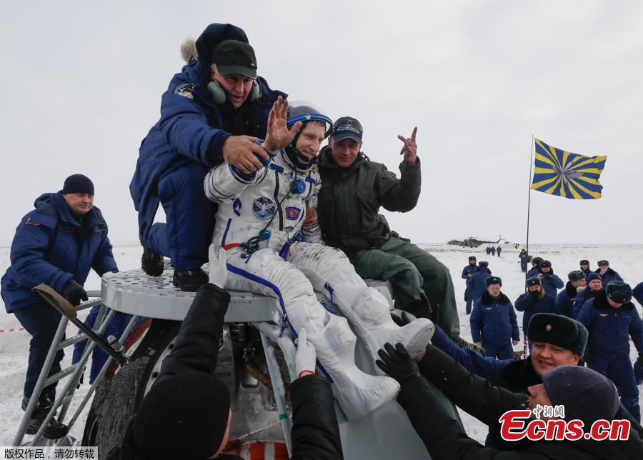 Ground personnel help International Space Station (ISS) crew member Sergey Prokopyev of Russia to get out of the Soyuz MS-09 capsule after landing in a remote area near the town of Zhezkazgan, formerly known as Dzhezkazgan, Kazakhstan, Dec. 20, 2018. Soyuz MS-09 with its three-person crew returned to Earth after more than 6 months in orbit on the International Space Station.  The Soyuz MS-09 vehicle rose to high public profile in August when a hole that resulted in a small atmospheric leak aboard the Station was discovered in its Orbital Module. (Photo/Agencies)
