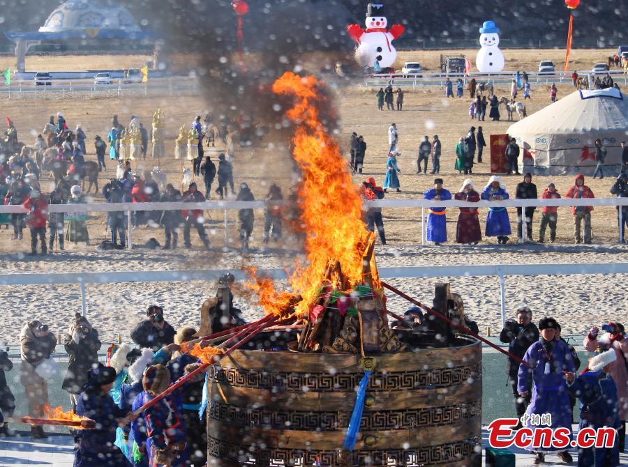 The winter Naadam Fair takes place in Hinggan League, North China\'s Inner Mongolia Autonomous Region, Dec. 20, 2018. The term \