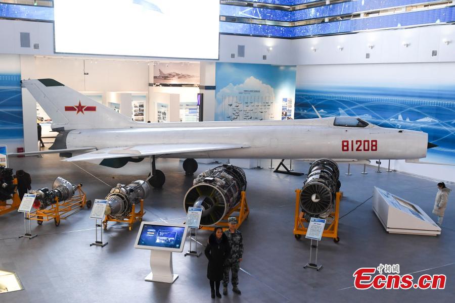 A decommissioned J-8 fighter craft at the Hunan Aviation Museum at the Changsha Aeronautical Vocational and Technical College in Changsha City, Central China\'s Hunan Province. The museum showcases aviation equipment, aviation technology and culture. It is also the national defense education base of Hunan. (Photo: China News Service/Yang Huafeng)