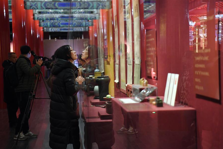 People visit the Palace Museum, also known as the Forbidden City in Beijing, capital of China, Jan. 7, 2019. In celebrating of the most magnificent of all traditional holidays, the Palace Museum presents exhibition of \