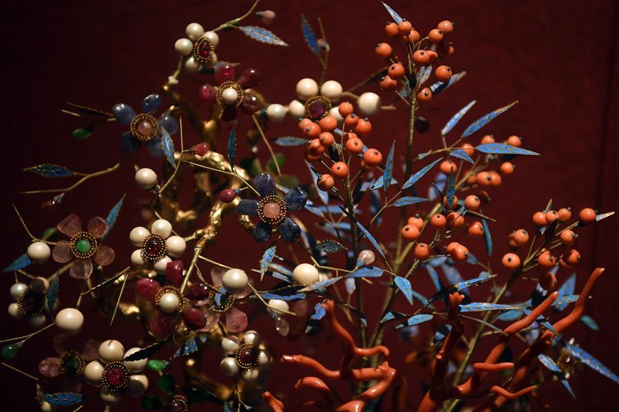 Exhibits are displayed at the Palace Museum, also known as the Forbidden City in Beijing, capital of China, Jan. 7, 2019. In celebrating of the most magnificent of all traditional holidays, the Palace Museum presents exhibition of \