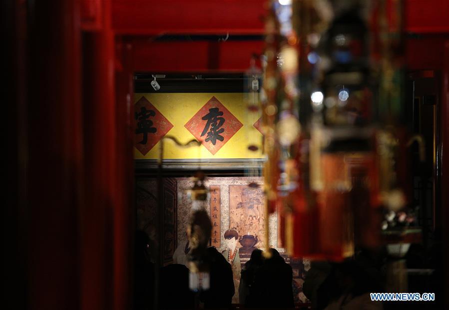 People visit an exhibition at the Palace Museum, also known as the Forbidden City, in Beijing, capital of China, Jan. 8, 2019. The Palace Museum presents exhibition of \