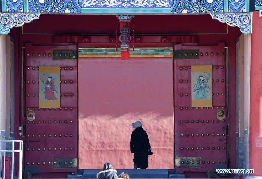 People visit the Palace Museum, also known as the Forbidden City, in Beijing, capital of China, Jan. 8, 2019. The Palace Museum presents exhibition of \
