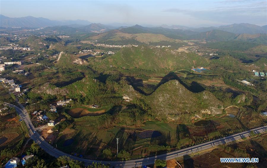 File photo shows the view of the Qingtang ruins in Yingde City, south China\'s Guangdong Province. Six archaeological findings including the Qingtang ruins were named as China\'s new discoveries in 2018 by the Chinese Academy of Social Sciences in Beijing, capital of China, Jan. 10, 2019. (Xinhua)