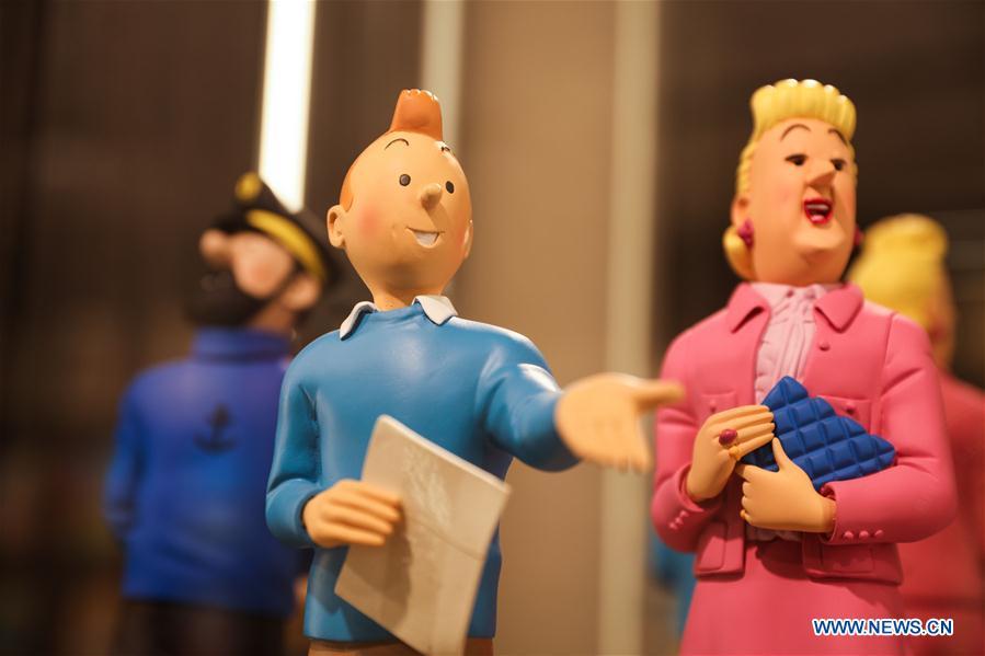 Toy models of Tintin and other figures based on the comic series \
