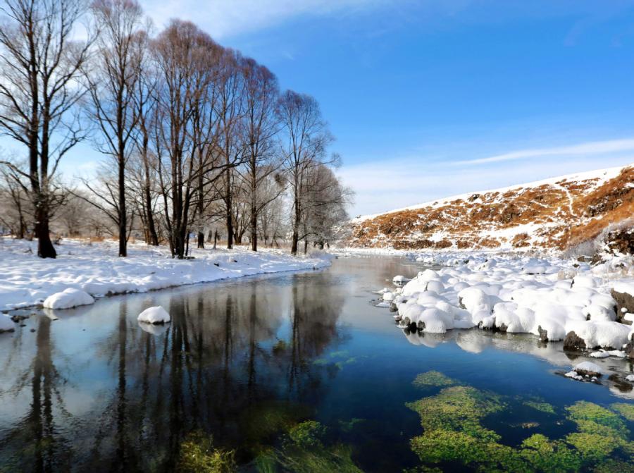The river called Unfrozen River by the locals in Hinggan League of North China\'s Inner Mongolia autonomous region never freezes even when the temperature reaches minus 15-30 degrees Celsius. (Photo provided to chinadaily.com.cn)

A river never freezes in Hinggan League of North China\'s Inner Mongolia autonomous region, although the air temperature reaches as low as minus 30 degrees Celsius.

The river, located 74 kilometers away from the downtown area of Hinggan League\'s Arxan city and stretching for 20 kilometers, is called the Unfrozen River by the locals.

This is due to volcanic activity underground which produces an abundance of geothermal energy ?? keeping the water temperature above freezing. At times, steam is also visible, rising from the flowing water.