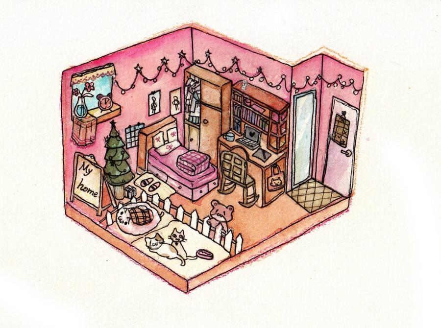 An example of the living alone drawings done by 10th grade students from Changzhou No 2 Middle School. (Photo provided to chinadaily.com.cn)