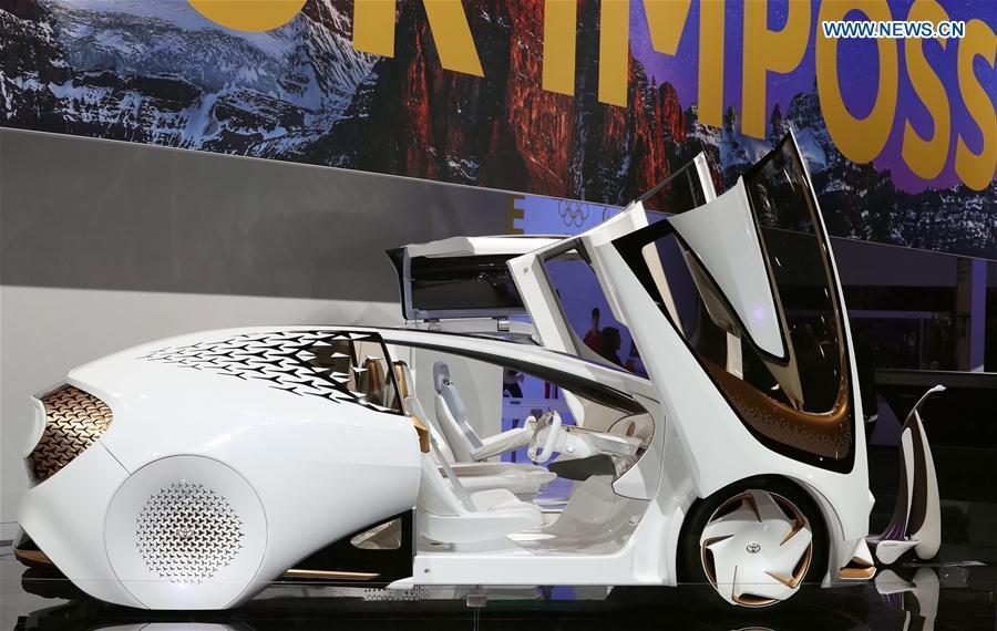 Photo taken on Jan. 15, 2019 shows a Toyota Concept-i RIDE at the 2019 North American International Auto Show (NAIAS) in Detroit, the United States. The annual Detroit auto show opened Monday and will last till Jan. 27. (Xinhua/Wang Ping)